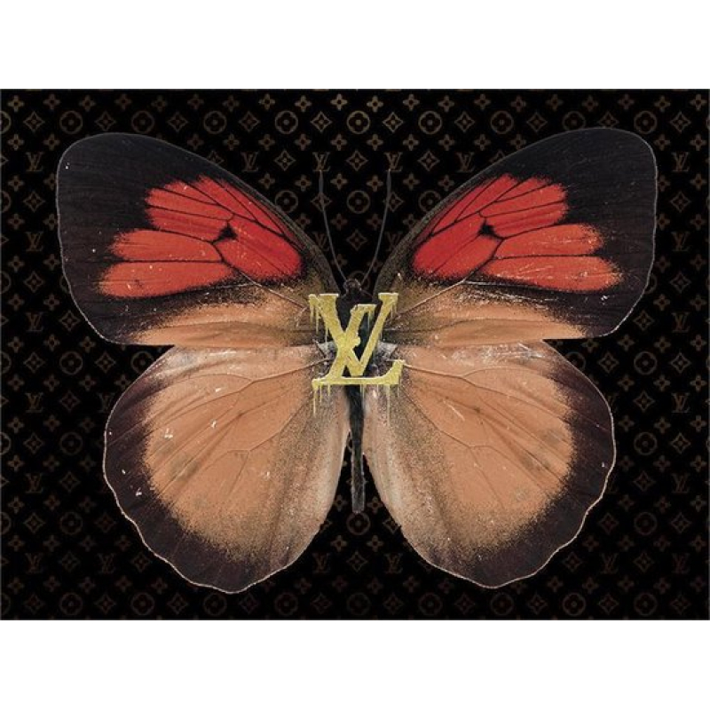 Glasschilderij - Louis Vuitton VLINDER - Ter Halle - 060080F-147 - 80x60cm