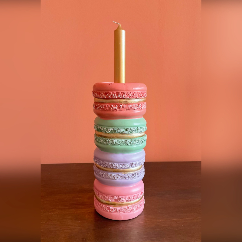 Kaarsenhouder - Macaron Multi - 10x10x25cm - Kandelaar
