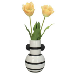 Vaas Strepen - Zwart Wit - 26x17x17cm 