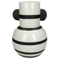 Vaas Strepen - Zwart Wit - 26x17x17cm 