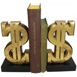 Dollarteken - Boekensteun - Goud - 24x9x21cm