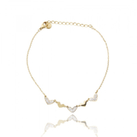 Enkelbandje - Hartjes - Goudkleurig - Chirurgisch Staal 