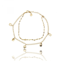 Enkelbandje - Hartjes - Goudkleurig - Chirurgisch Staal 