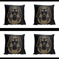 Velvet Sierkussen - 45x45cm - Zwart/Goud Egypte