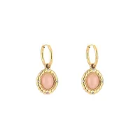 Oorbellen met natuursteen BOHO - Pink - JE19484