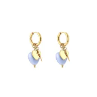 Bedels oorbellen met kralen - Light Blue - JE19818