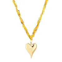 Stoffen ketting met hart - Yellow - JE17441