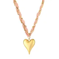 Stoffen ketting met hart - Pink - JE17441