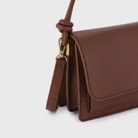 Bruin - Schoudertas crossbody tas met vakjes