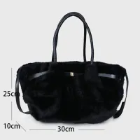 Zwart - Dames tas met faux fur