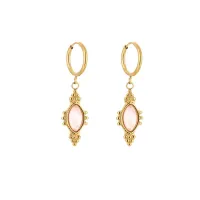 Natuursteen oorbellen BOHO - Pink - JE19495