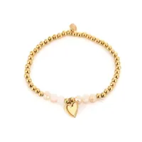 Kralen armband met hartje bedel - Beige - JE20572