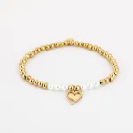 Kralen armbandje met parels en hartje - Goud - JE18088