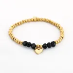 Kralen armband met hartje bedel - Zwart - JE20572