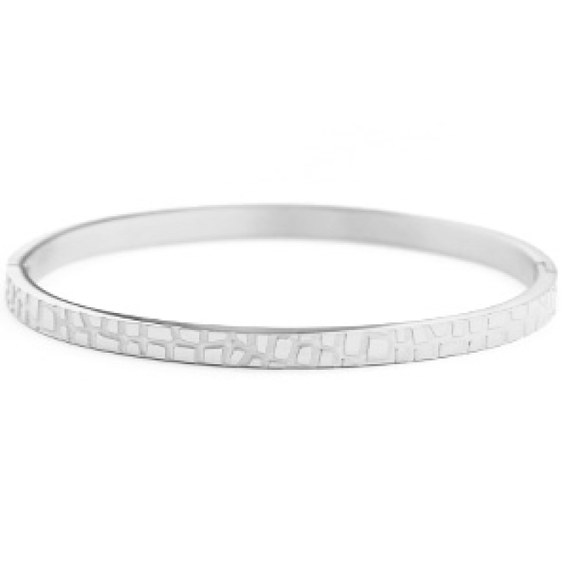 Crocodile print - Armband 4mm - Zilver