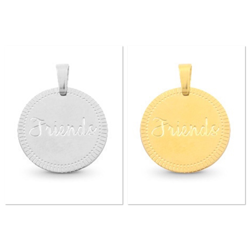 'Friends' - 15mm - Goud of Zilverkleurig - Stainless steel