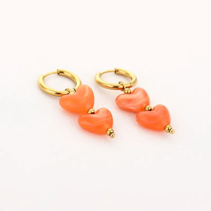 Hartjes oorbellen - Orange - JE18874