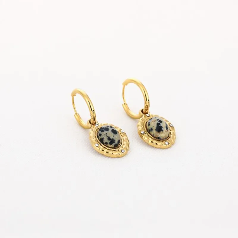 Oorbellen met natuursteen BOHO - Leopard - JE19484
