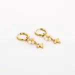 Bedel oorbellen met bloemen - Beige - JE19770