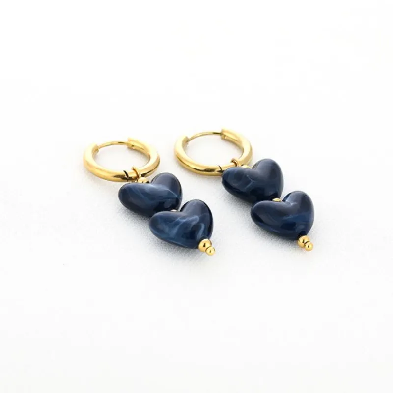 Hartjes oorbellen - Navy - JE18874