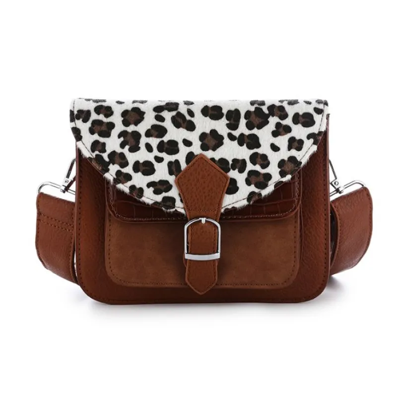 Brown - Dierenprint schouder tas 