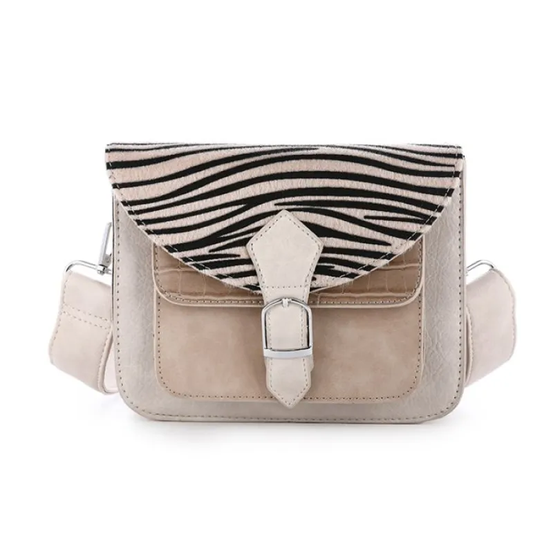 Beige - Dierenprint schouder tas 