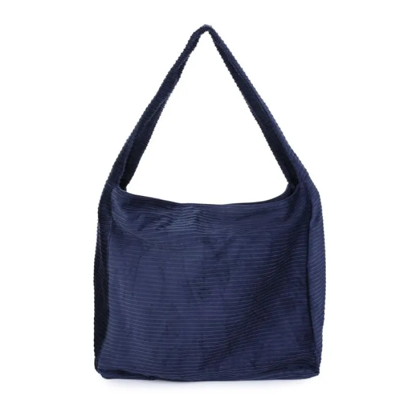 Ribbelstof shopper - Blauw