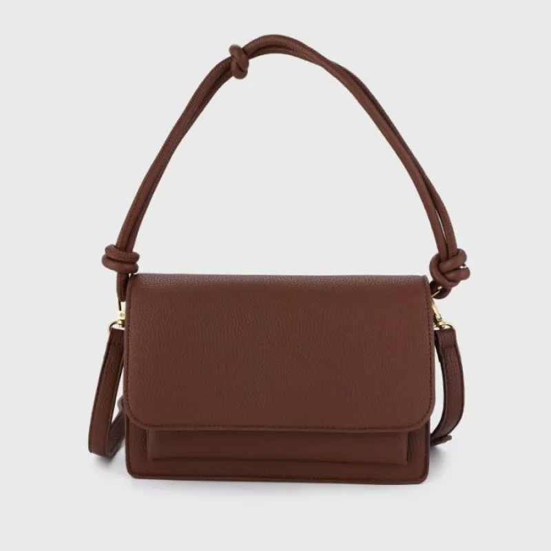 Bruin - Schoudertas crossbody tas met vakjes