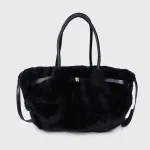 Zwart - Dames tas met faux fur