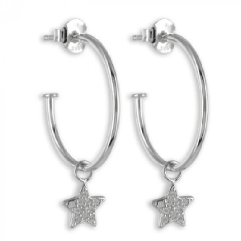 Ring met Ster Zirconia - Hangende Oorbellen - Zilver 925 - Z4873