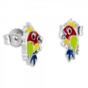 Oorbellen: Studs papegaai gekleurd gelakt - Zilver 925 - Z4765